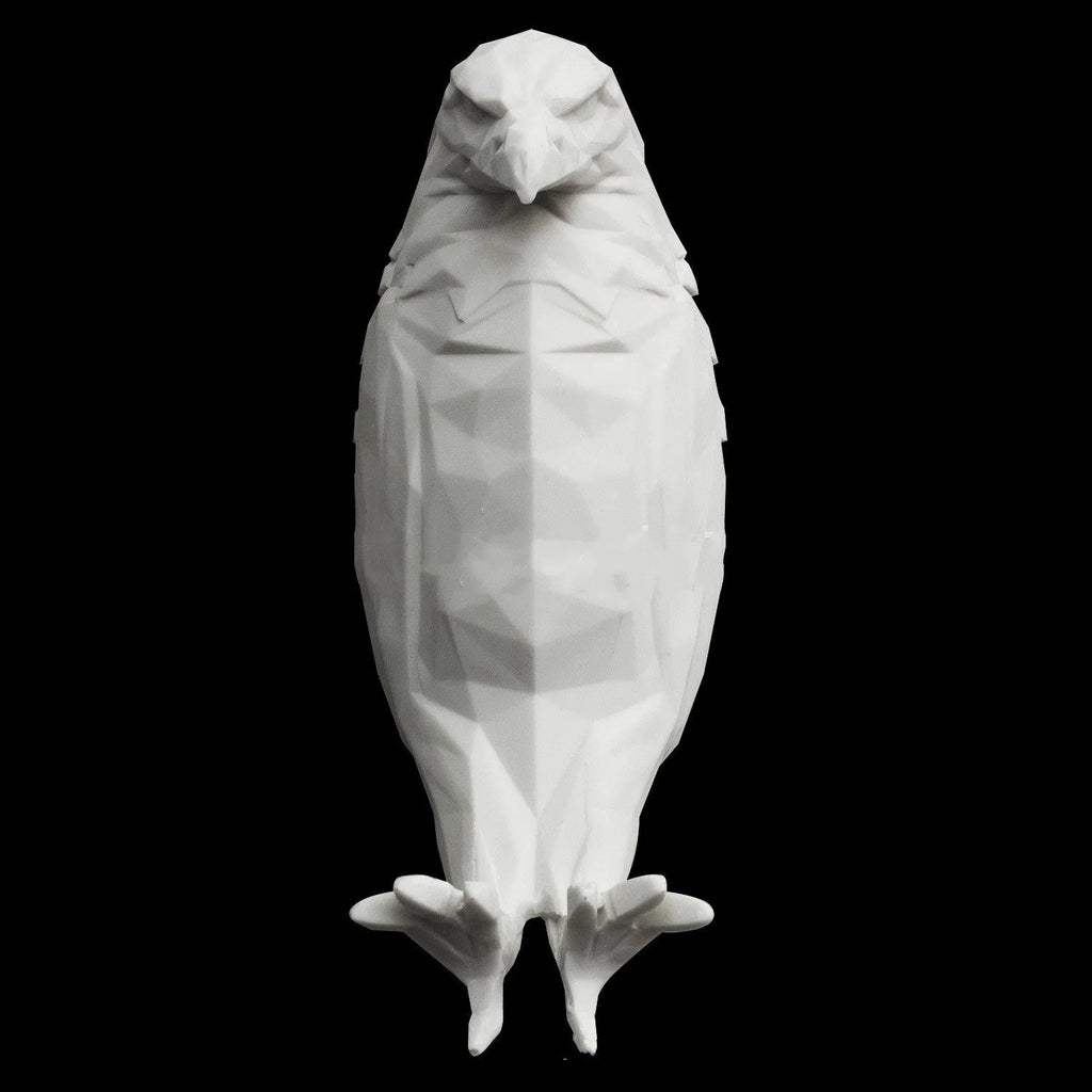Eagle-shaped resin wall lamp with 3D print body projecting light and shadow on a wall