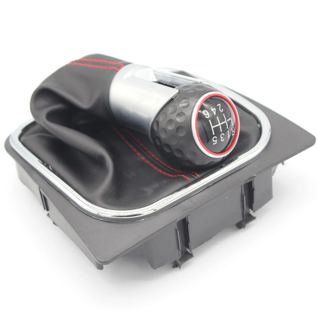 Leather gear shift handball and dust boot for Volkswagen Golf 5, 6, and 7 manual transmission models
