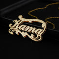 Customised double-layer wave heart necklace in stainless steel with gold finish