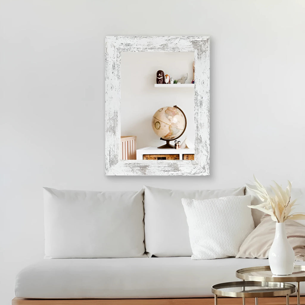 Wall-mounted pastoral style dressing mirror with retro Chinese design MDF frame