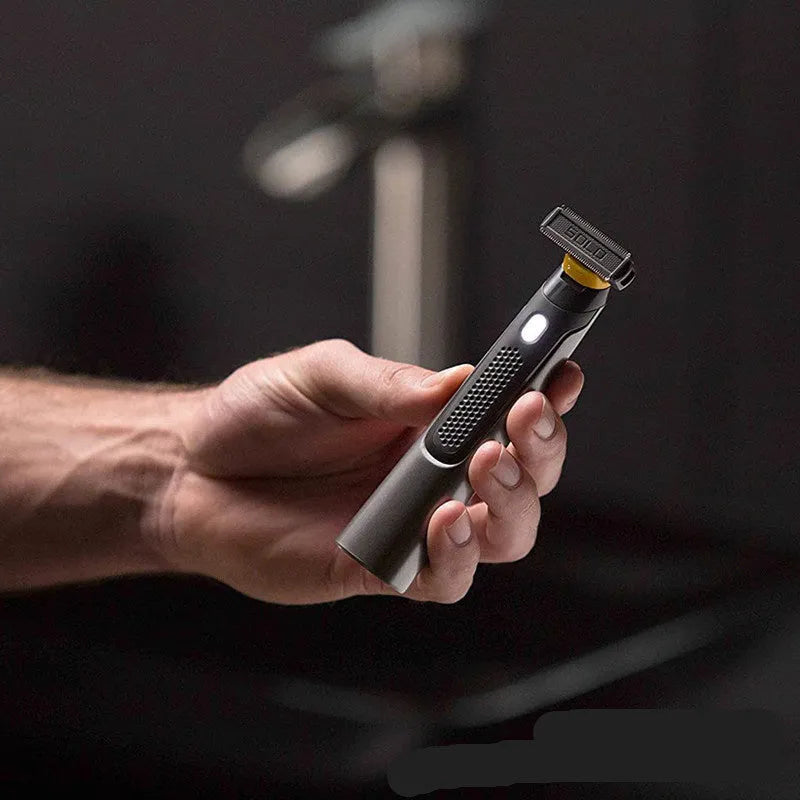 Wireless rechargeable precision shaver with LED light and ergonomic handle