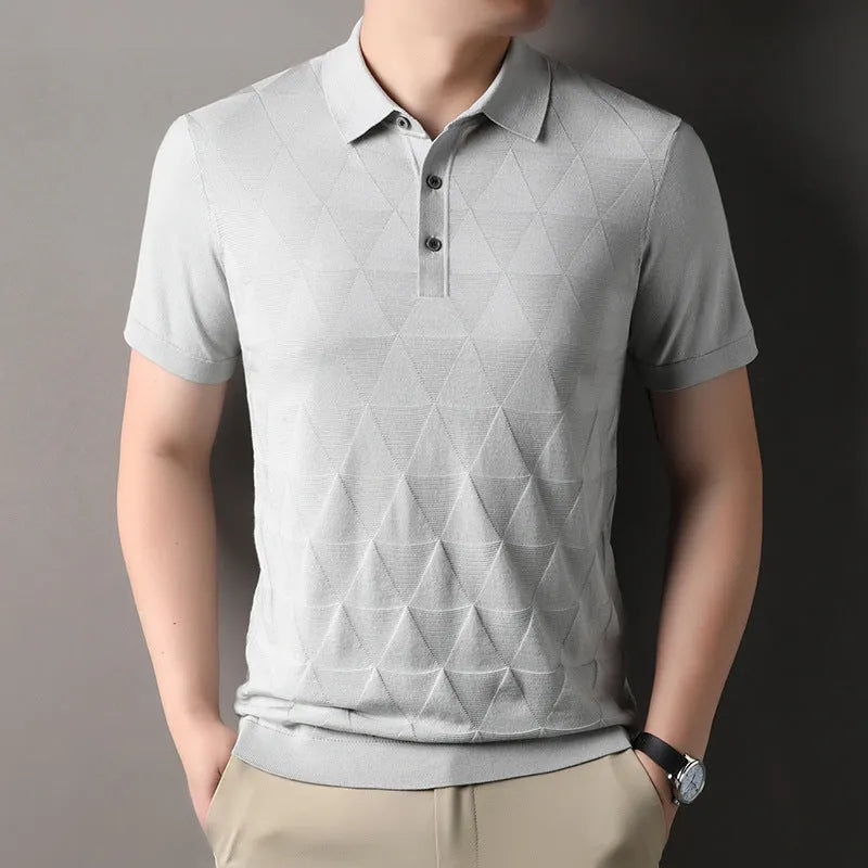 Men's ice silk quick-drying short sleeve t-shirt in green, regular fit, lyocell knitted fabric