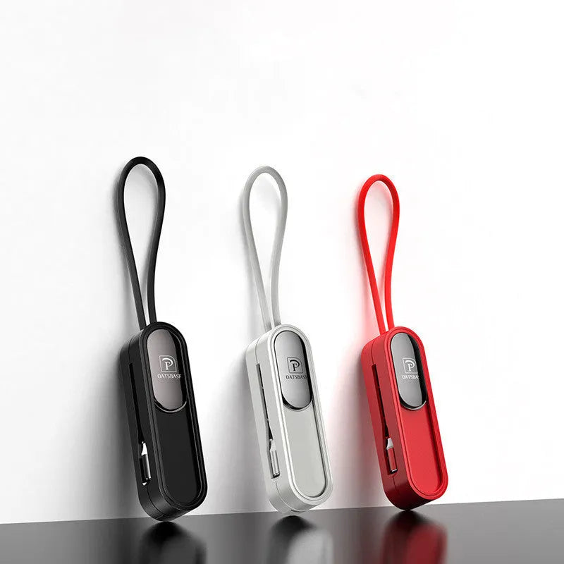 Magnetic three-in-one data cable in black with USB interface and three branch connectors