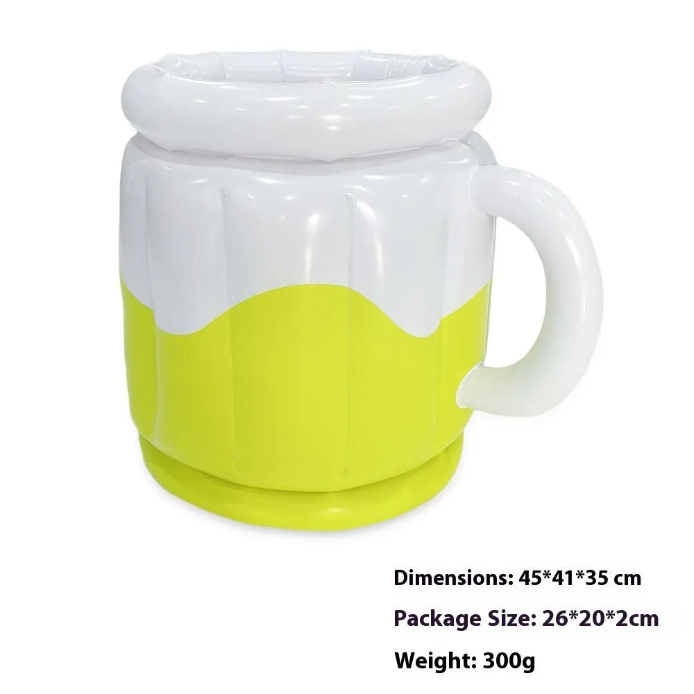 Bright yellow inflatable PVC ice bucket designed for chilling beer steins at outdoor events.