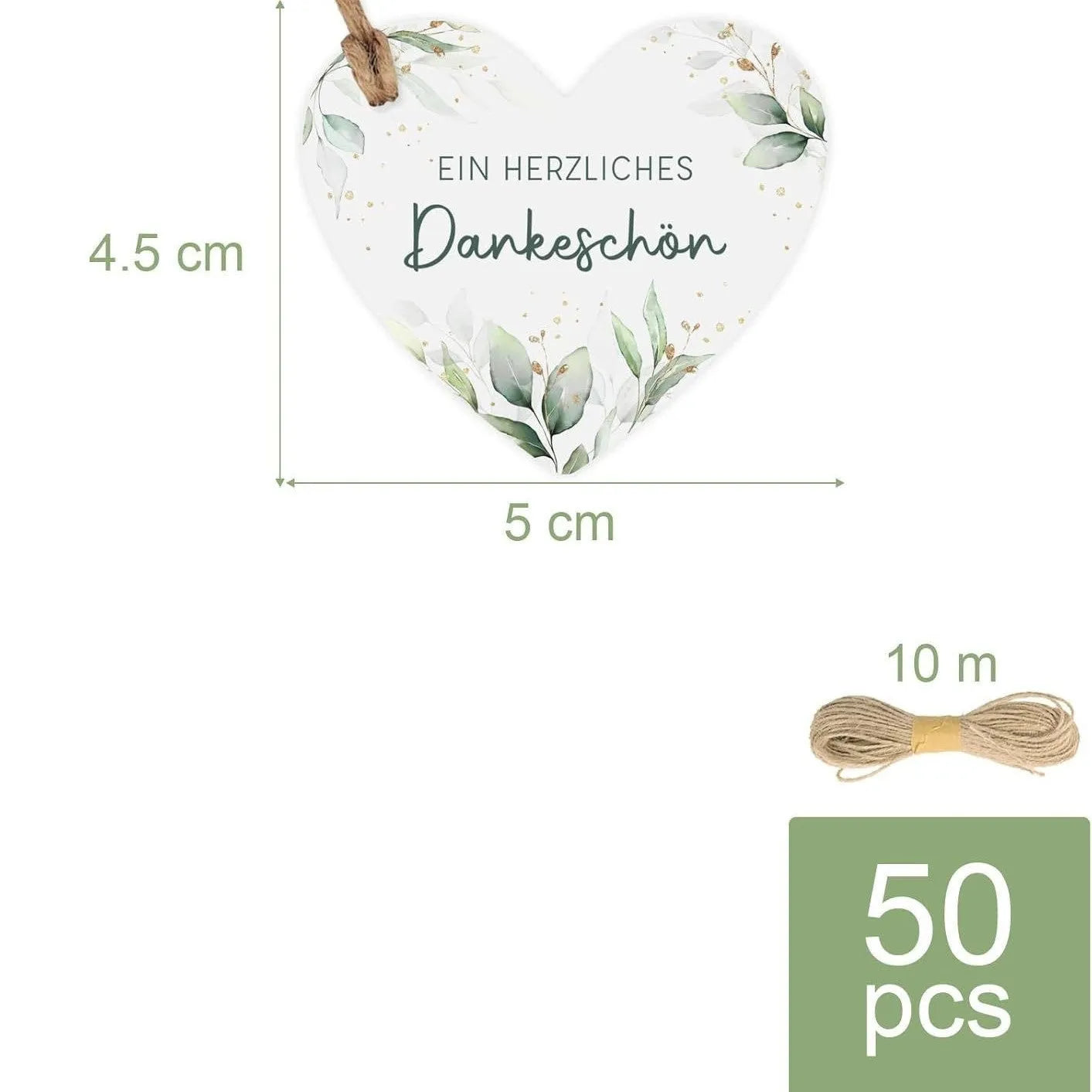 50-piece heart-shaped gift tag set with floral design in two style options