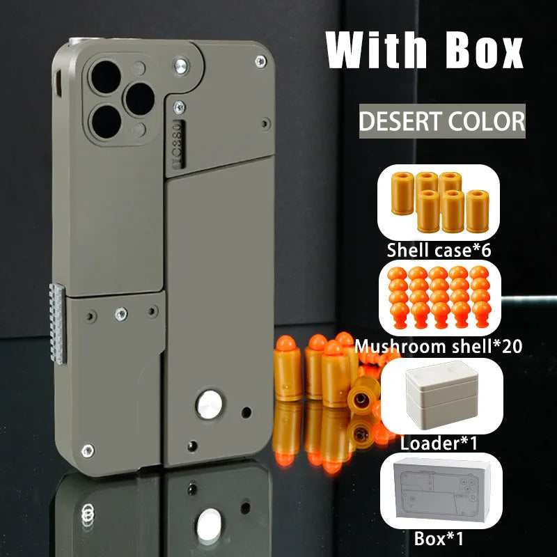 Folding mobile phone dart blaster toy with soft foam bullets in pink