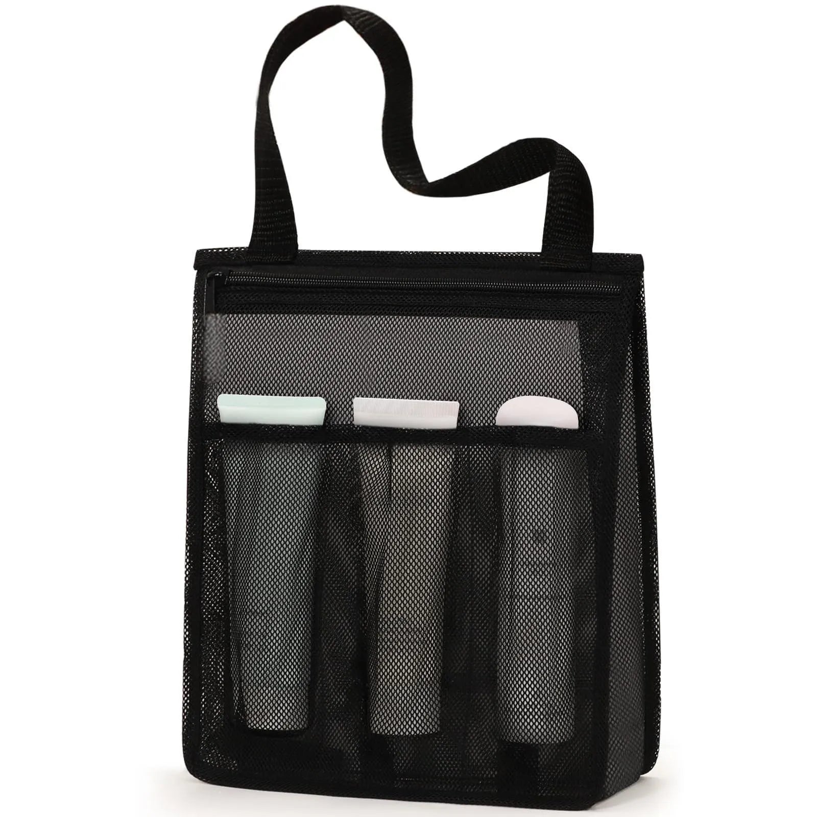 Large capacity polyester swimming gym bag with dry wet separation and mesh pocket in black and pink