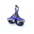 Black 1.5 metre VGA cable with nickel-plated hollow-core terminal and blue moulded head