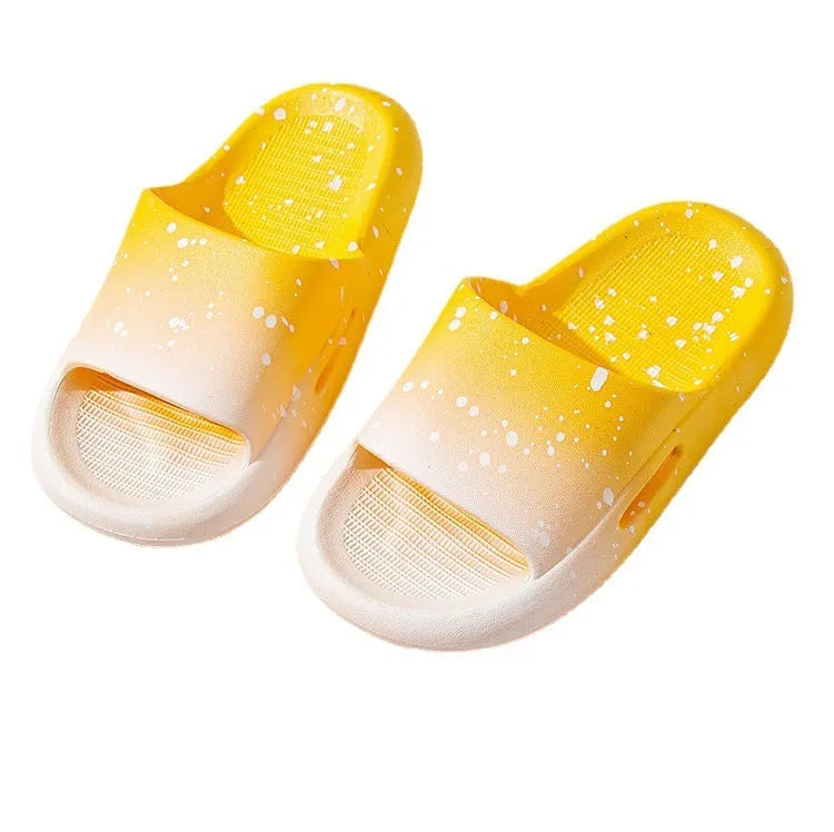 Children's gradient colour PVC summer slippers showing non-slip sole and breathable design