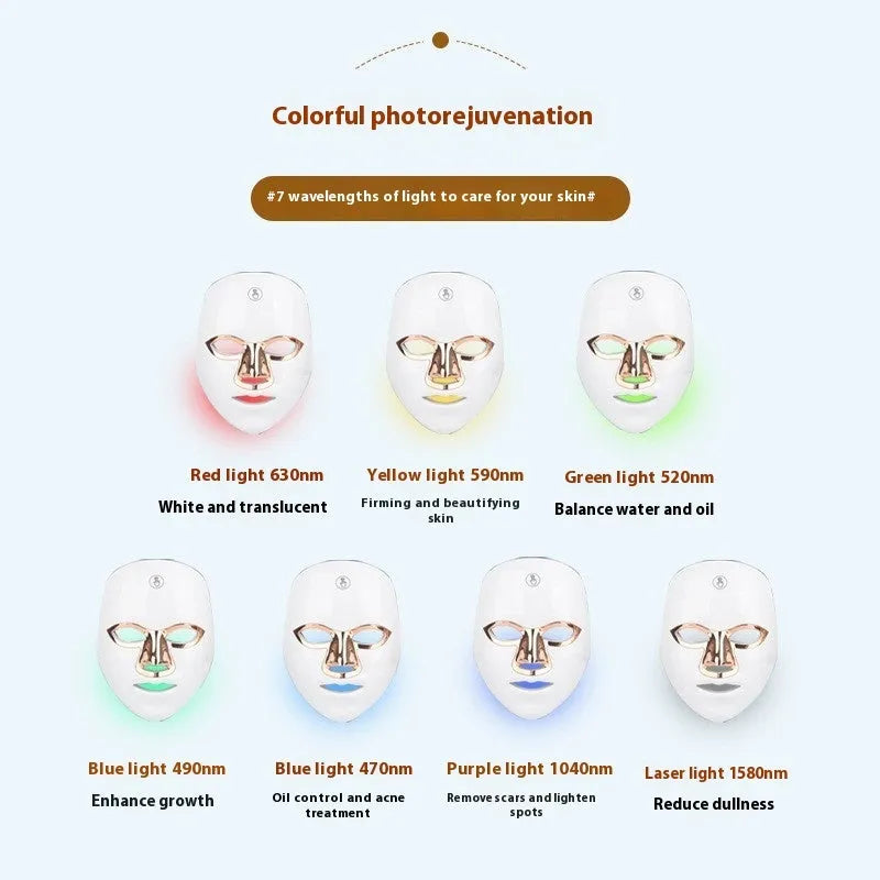 Rechargeable LED beauty mask for facial light therapy with manual touch controls in black gold edge colour
