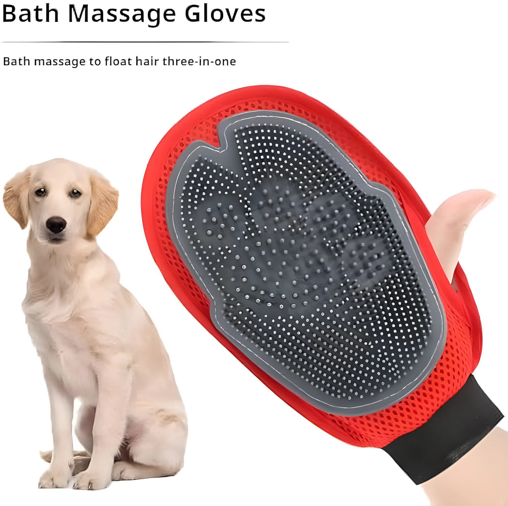 Pet bathing glove with integrated brush design for hair removal during washing