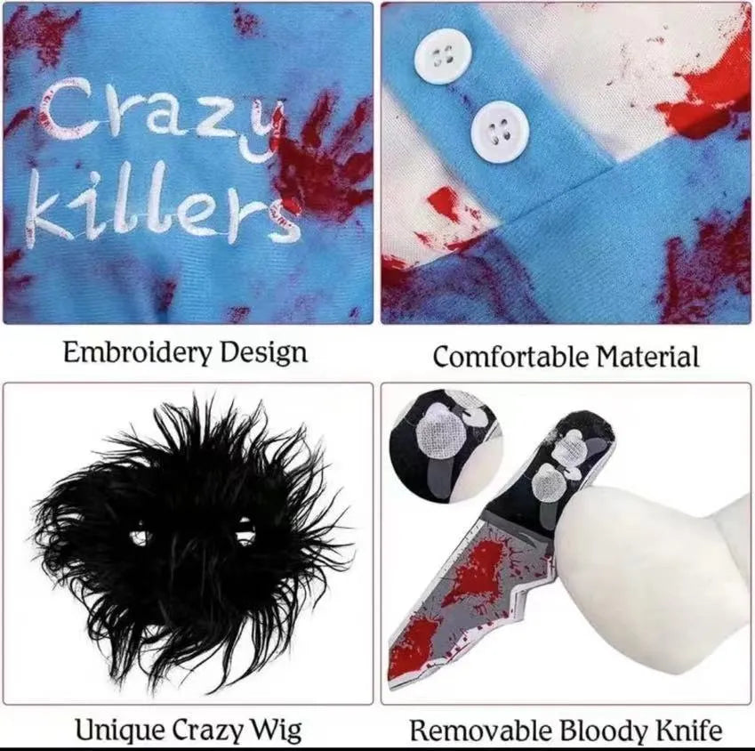 Pet costume in bloody doll colour, polyester one-piece whole clothes design for cats and dogs