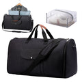 Folding duffel luggage bag in dark blue, suitable for travel and gym, made from Oxford cloth.