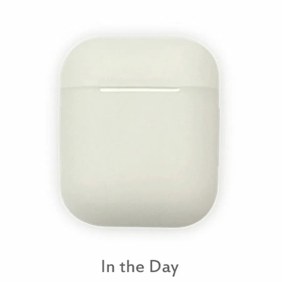 Luminous transparent silicone flip case for AirPods wireless earphones showing glow feature