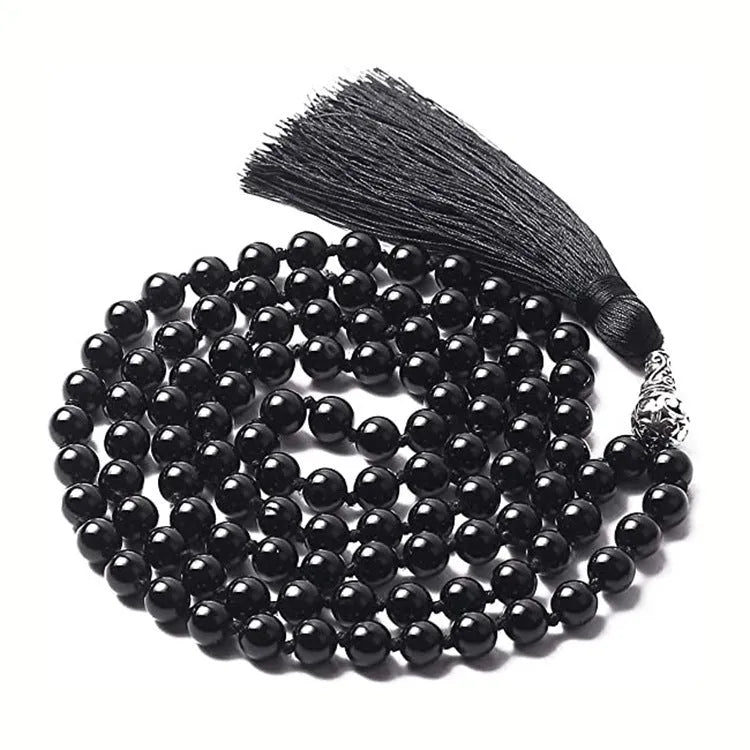 108 beaded natural stone bracelet, round 8mm beads, unisex bohemian style, available in multiple colours