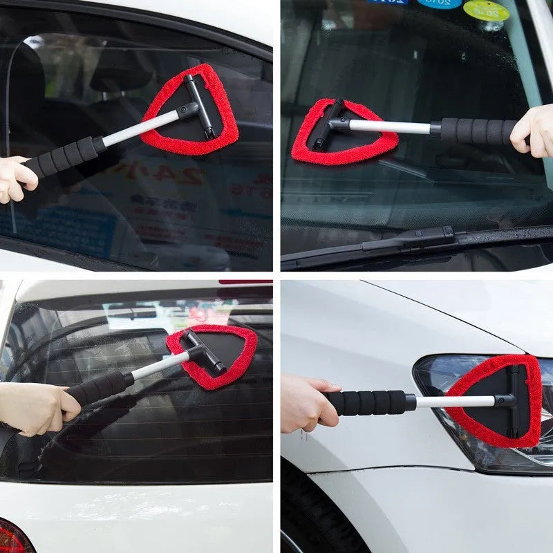 Car windshield cleaning brush in plastic, with red, green, and sapphire blue colour options
