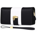 Anti theft PU leather handbag with combination lock in midnight black colour