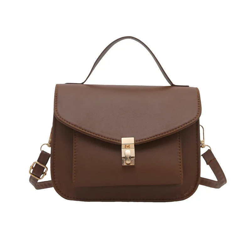 PU leather messenger bag with sandwich pockets and crossbody strap in urban simplicity style