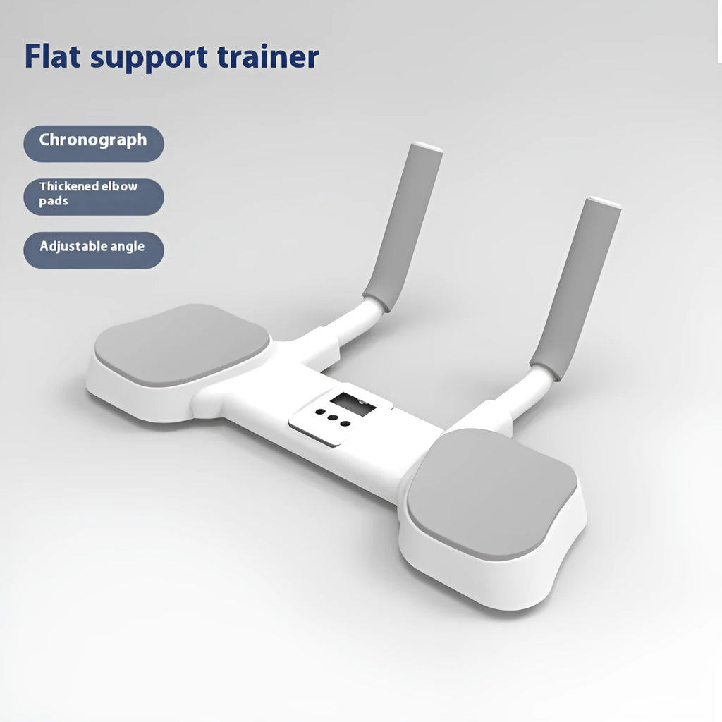 White household flat support trainer made of alloy aluminium tube and ABS plastic on a floor.