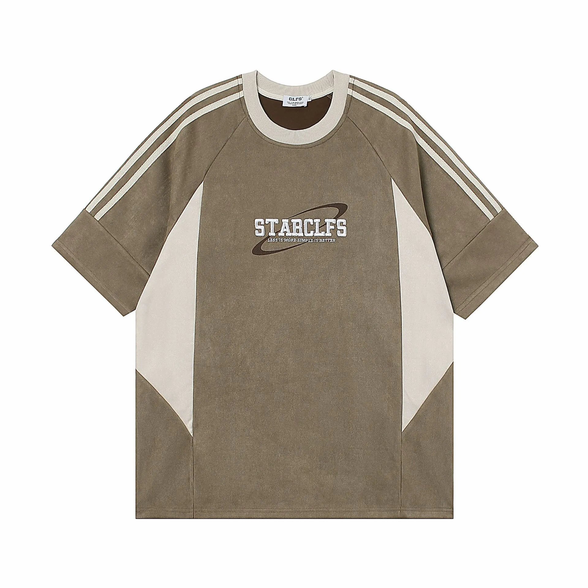 Men's Loose Short-sleeved T-shirt With Letter Embroidery Design, Polyester Fiber, Pullover Style, Available in Gray, Pink, Dark Khaki, Sizes M L XL for Casual Leisure Wear, American Retro Look