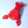 Red plush lobster crab dog toy with squeaker, size 12.5cm for small medium breeds