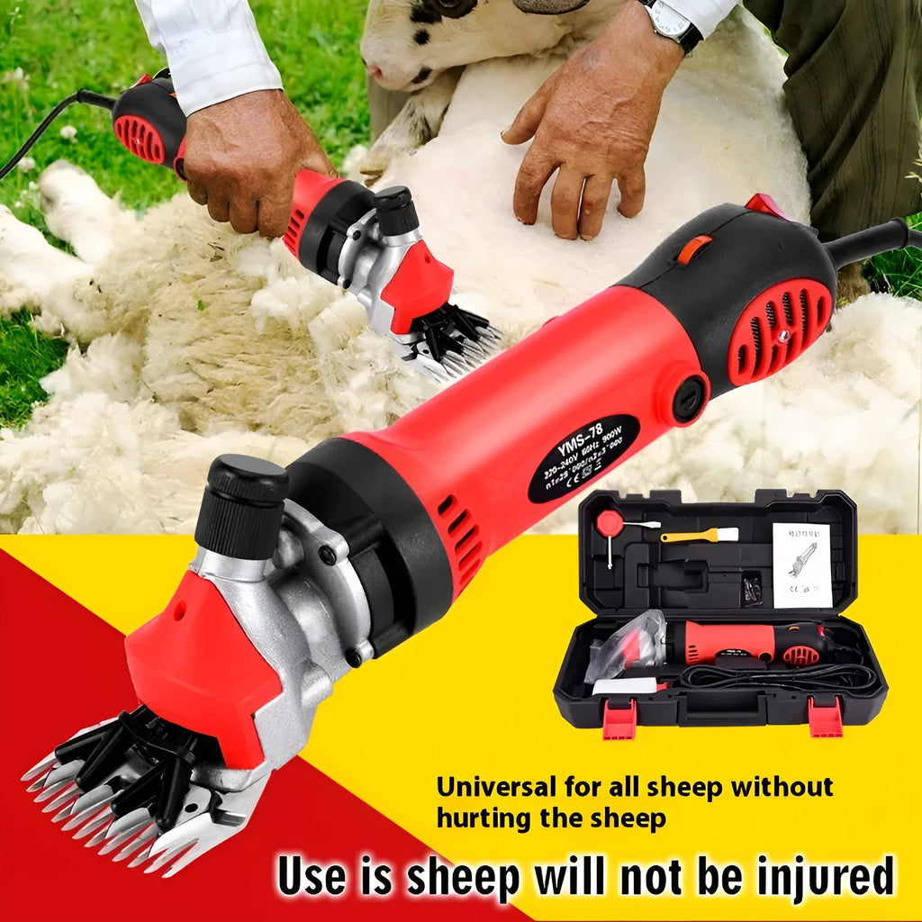 Yellow American 110V electric wool shearing clippers kit with multiple blade sets and maintenance tools