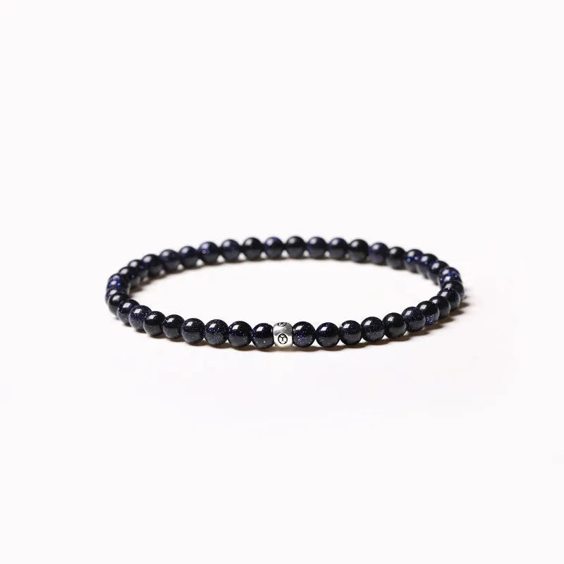 Geometric agate bracelet with blue san, obsidian and black agate stones
