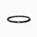 Geometric agate bracelet with blue san, obsidian and black agate stones