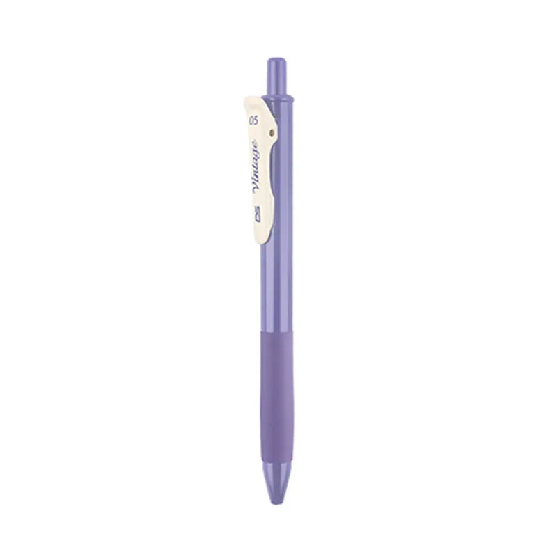 Retro colour gel pen set with 5 colours, 0.5mm fine tip, 14.5cm plastic body, non-erasable ink