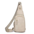 Women's soft PU leather messenger crossbody bag in street trend style with zip compartments