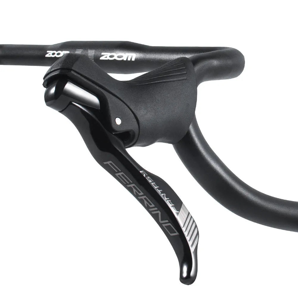 Black aluminium alloy road bike bent handlebar 420mm width with 31.8mm clamp diameter