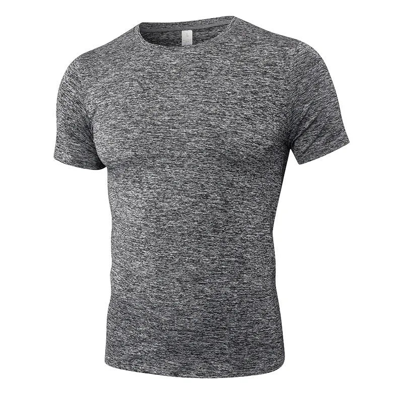 Men's quick dry stretch fitness shirt short sleeve solid colour polyester front view