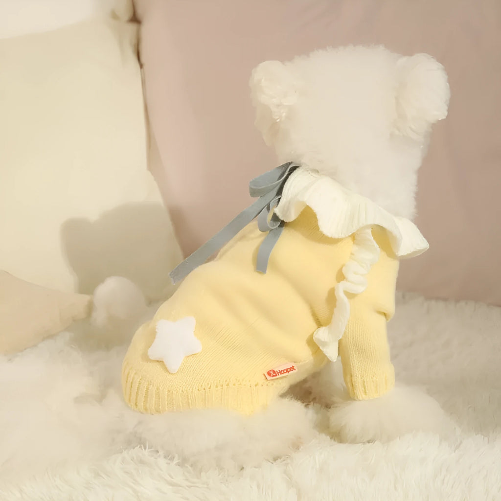 Autumn pet puppy acrylic sweater, size XS-XL, for small dogs 1.00-8.00 kg, yellow XINGX or fairy dress design