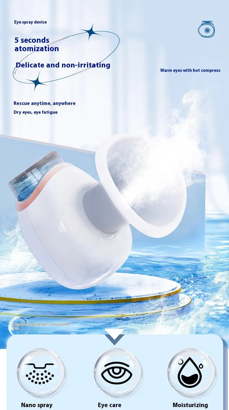 Purple and white household eye humidifier with lithium battery and USB charging cable