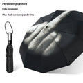 Folding umbrella automatic eccentric tri-fold with iron frame and NC fabric in street style