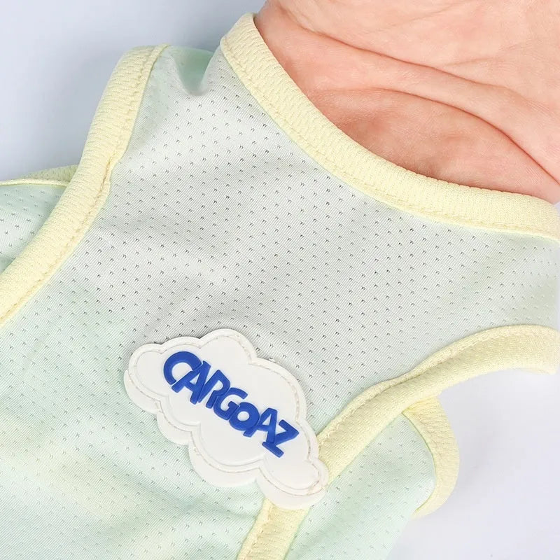 Lightweight polyester summer vest for cats in grass green or taro purple, sizes XS to 2XL