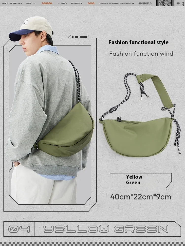 Men's large capacity nylon messenger bag in urban simplicity style with polyester lining