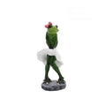 Green resin frog sculpture measuring 6cm high with rustic pastoral detailing for shelf or desk decoration