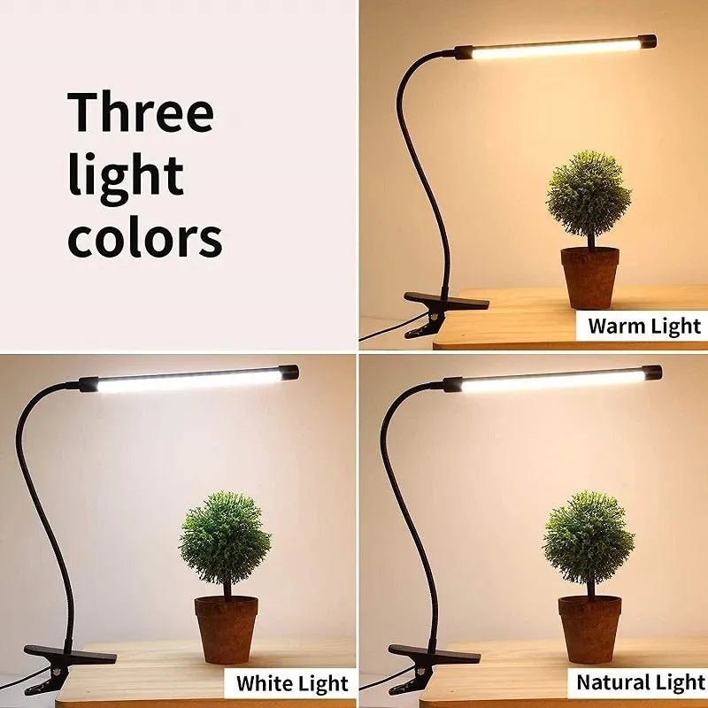 Black or white USB-powered LED desk lamp with 26cm adjustable arm for study