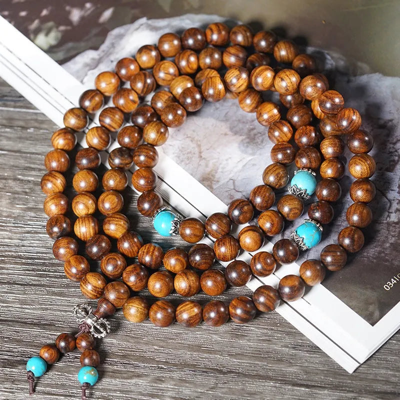 Natural Lvzhu stone bracelet, 108 hand-polished beads, 5-6mm diameter, geometric shape, unisex style