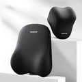 High-grade automotive headrest lumbar support pillow on car seat in beige colour