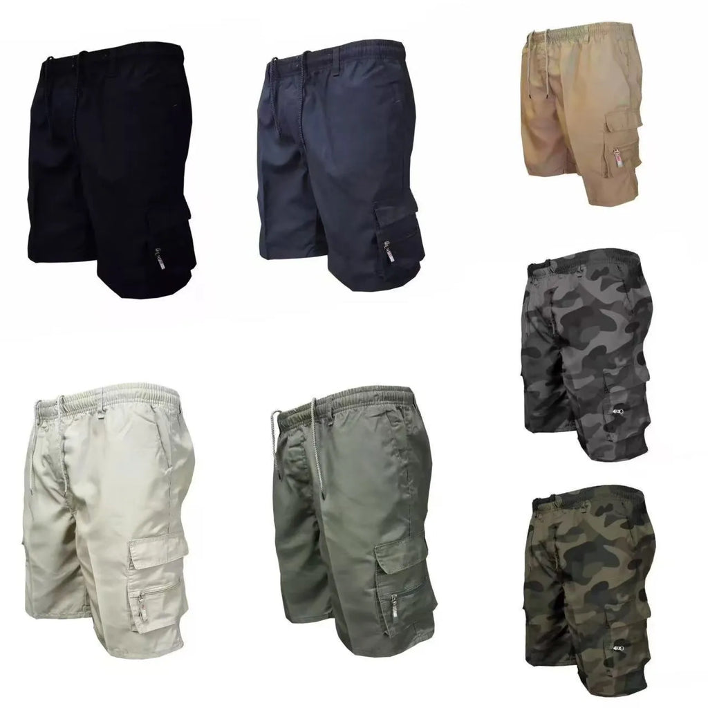 Men's loose casual work trousers in polyester, available in black, khaki, and army green, sizes S to 3XL