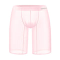 Men's black mesh nylon shorts with seamless knit construction for home lounging.