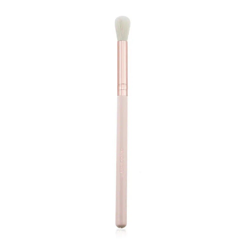 26 piece pink makeup brush set with wooden handles in PU storage bag