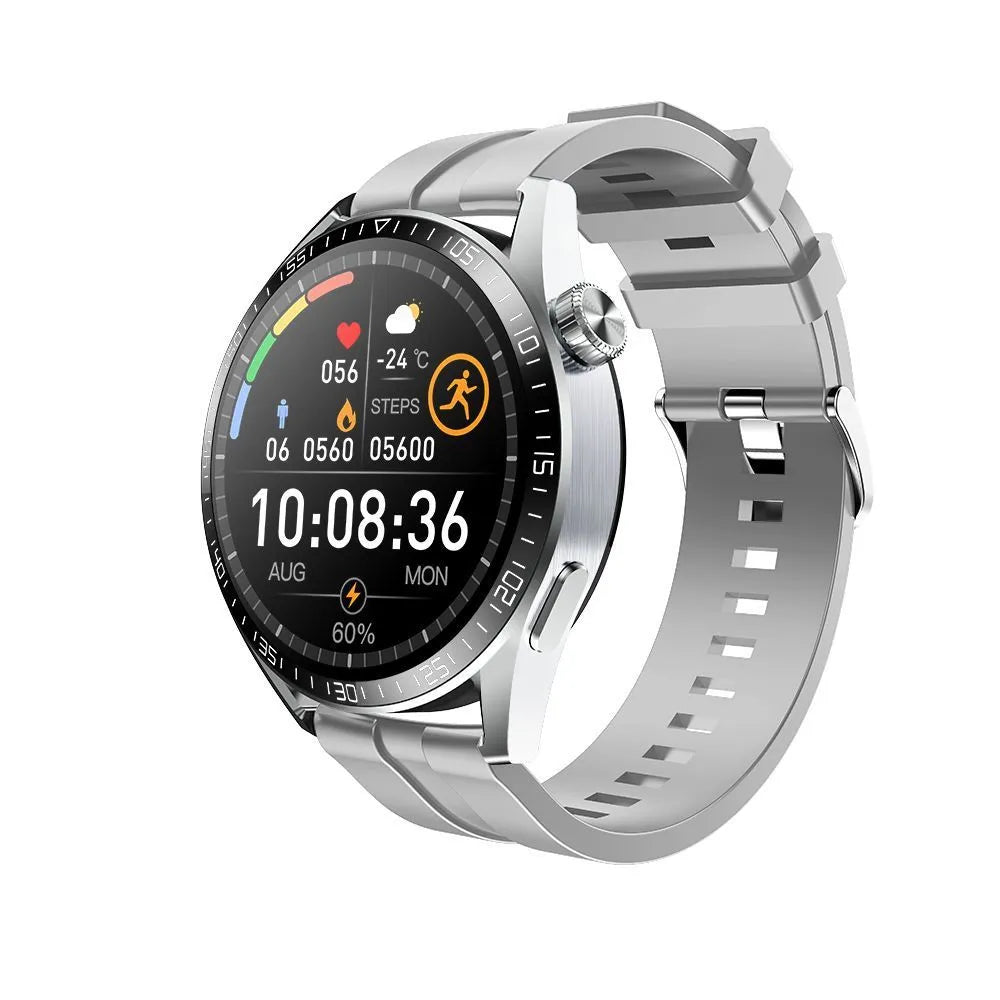 GS3 Max Smart Watch in black or silver with silicone strap on wrist, showing touchscreen display.