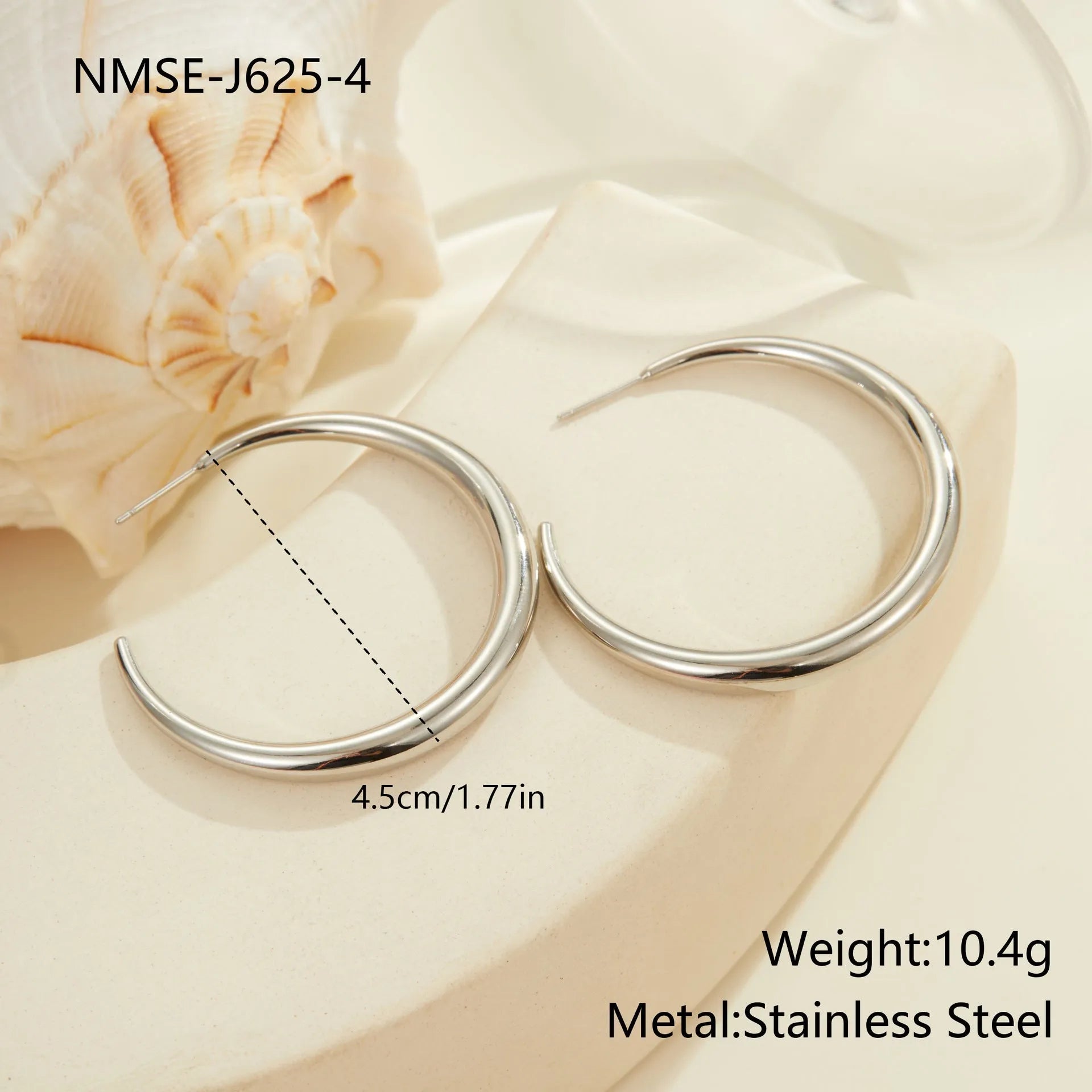 Geometric hoop earrings for women in stainless steel with gold or steel finish options