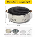 Portable indoor charcoal stove with grill rack disk for tea cooking and baking.