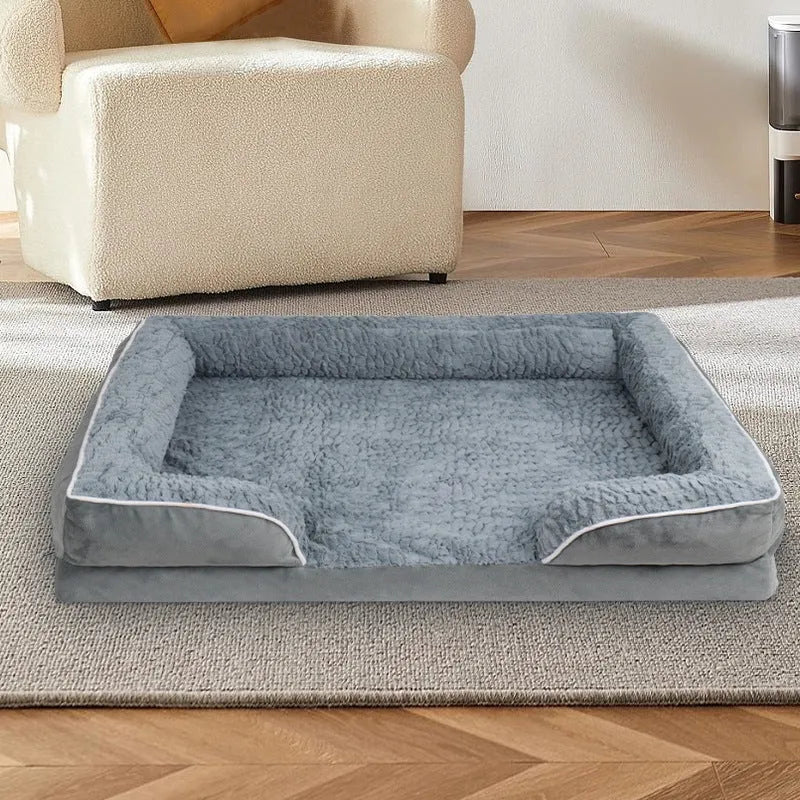 Waterproof fabric kennel mat for dogs in light gray, removable cover, size 91x69cm