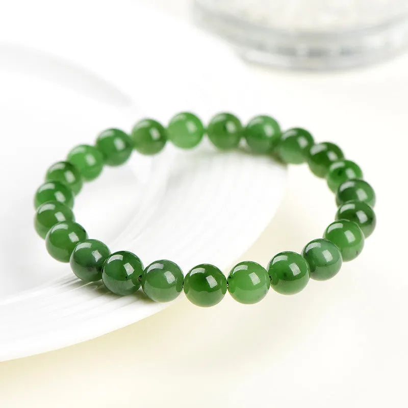 Natural jasper gemstone bracelet with polished beads in multiple size options