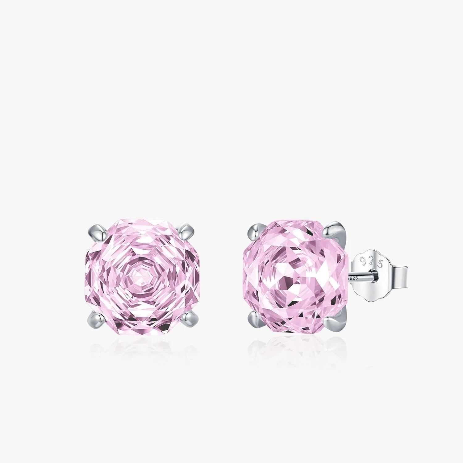 S925 sterling silver rose stud earrings with flower design in 6mm and 8mm sizes